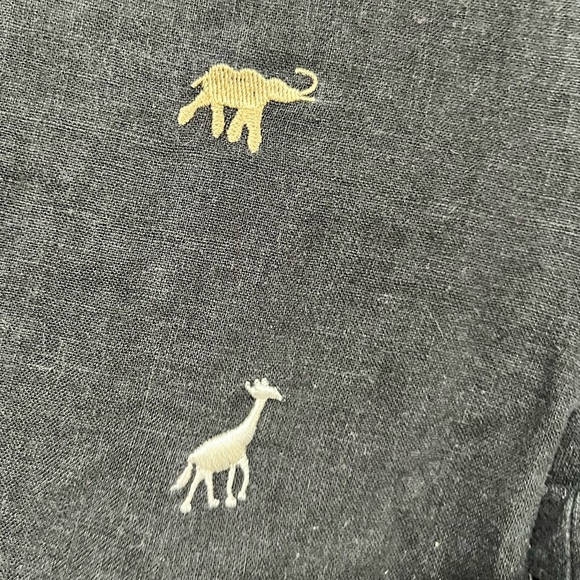 Peter Martin Black Linen Blend Embroidered Animal Pants - Size 12 - Picture 3 of 12